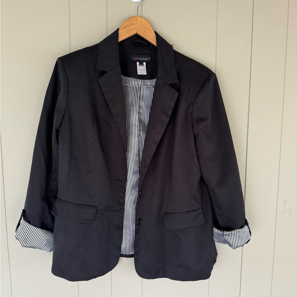 Black Women's Blazer with Striped Lining